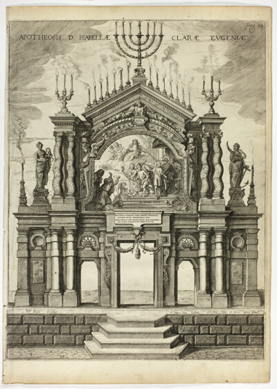 Stage in Memory of Isabella Clara Eugenia, plate 24 from Casperius Gevartius, Pompa Introitus Honori Serenissimi Principis Ferdinandi (Triumphal Entry of the Most Serene and Honorable Cardinal-Infante Ferdinand)