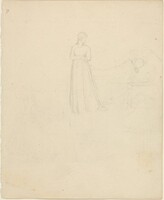 Standing Female Figure Looking at Reclining and Seated Figures