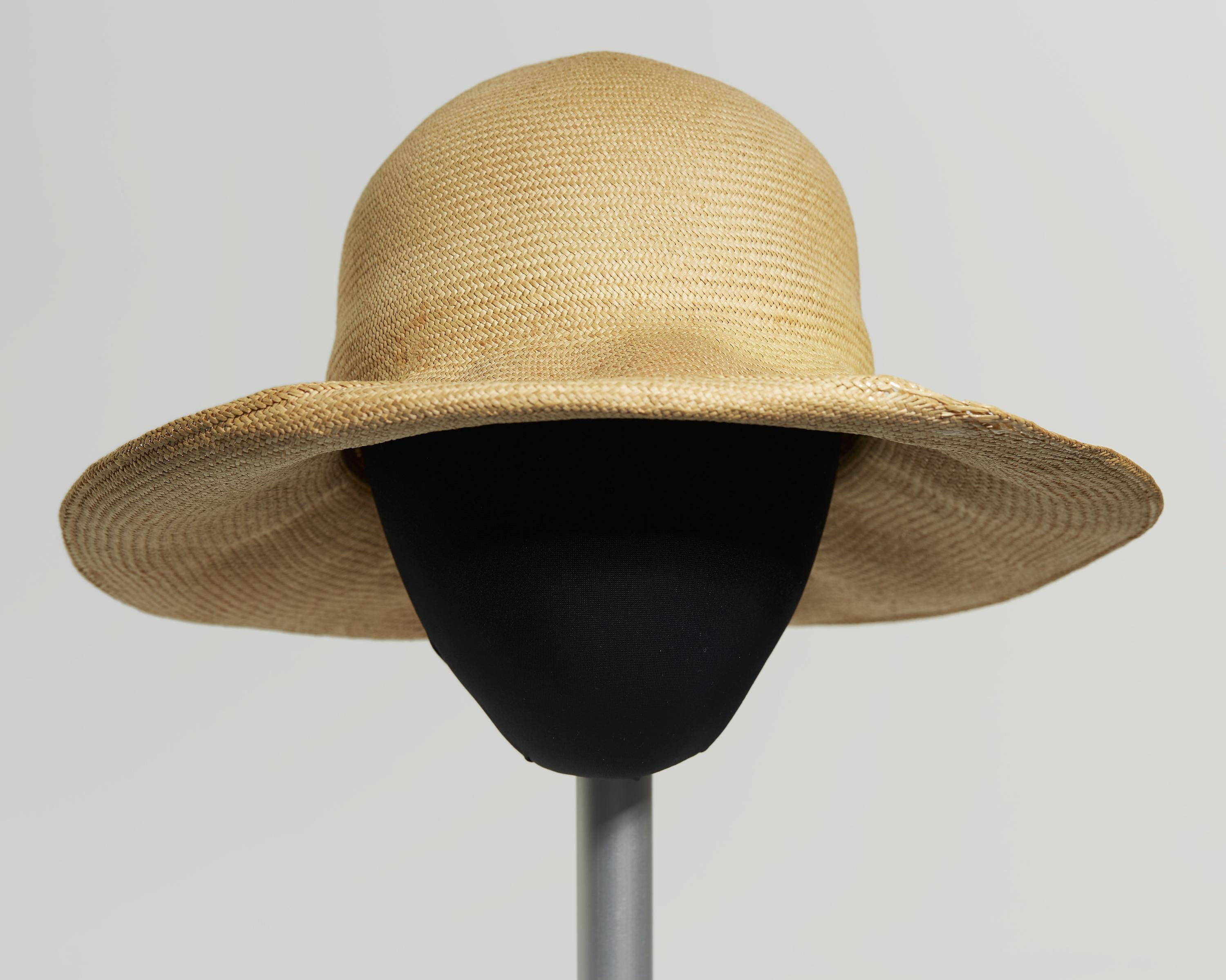 Straw hat with upturned brim