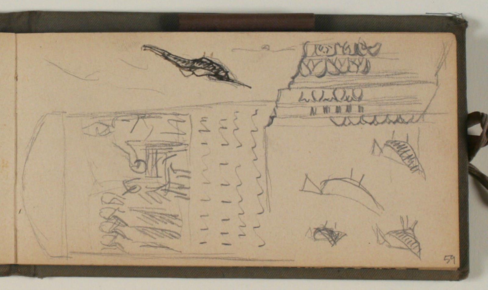 Studier af relief, gesims og fugle