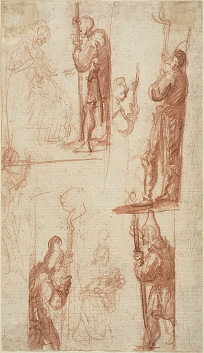Sudies for the Beheading of Saint John the Baptist (recto); Several Figure Sketches (verso)
