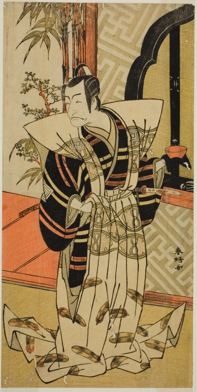 The Actor Ichikawa Danjuro V as Kajiwara Heiji (?) in the Play Hiragana Seisuiki (?), Performed at the Morita Theater (?) in the Third Month, 1776 (?)