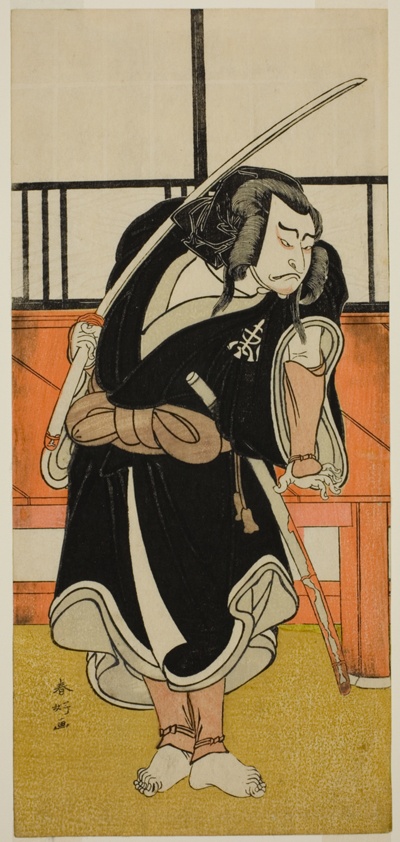 The Actor Nakamura Nakazo I as Aso no Matsuwaka (?) in the Play Iro Moyo Aoyagi Soga (?), Performed at the Nakamura Theater (?) in the Second Month, 1775 (?)