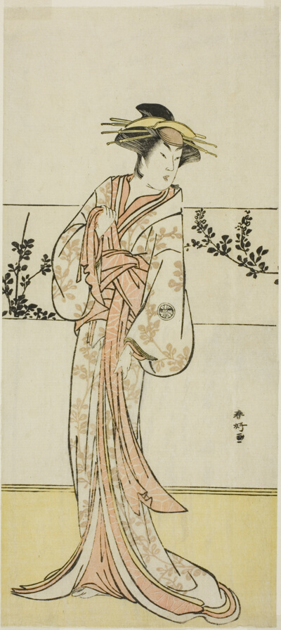 The Actor Segawa Kikunojo III, Possibly as the Courtesan Kojoro of Hakata, in the Play Chiyo no Hajime Ondo no Seto (Beginnings of Eternity: The Ondo Straits in the Seto Inland Sea) (?), Performed at the Kiri Theater from the Twenty-seventh Day of the Seventh Month, 1785