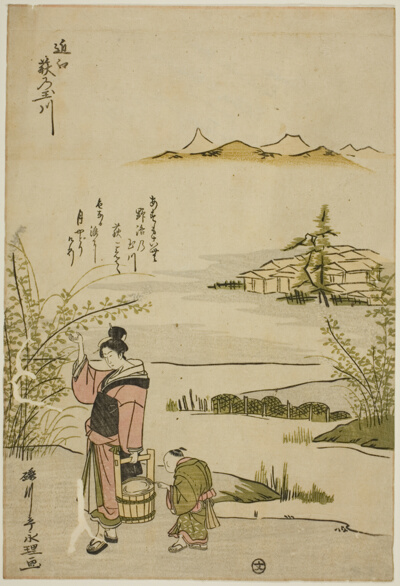 The Jewel River of Bush Clovers in Omi Province (Omi Hagi no Tamagawa), from an untitled series of Six Jewel Rivers