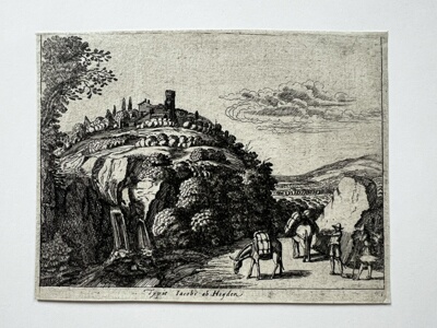 Travellers and Donkeys by a Stream, plate 1 from Landscapes in the Manner of Jan van de Velde