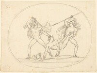 Two Ancient Warriors Fighting over a Dead Comrade