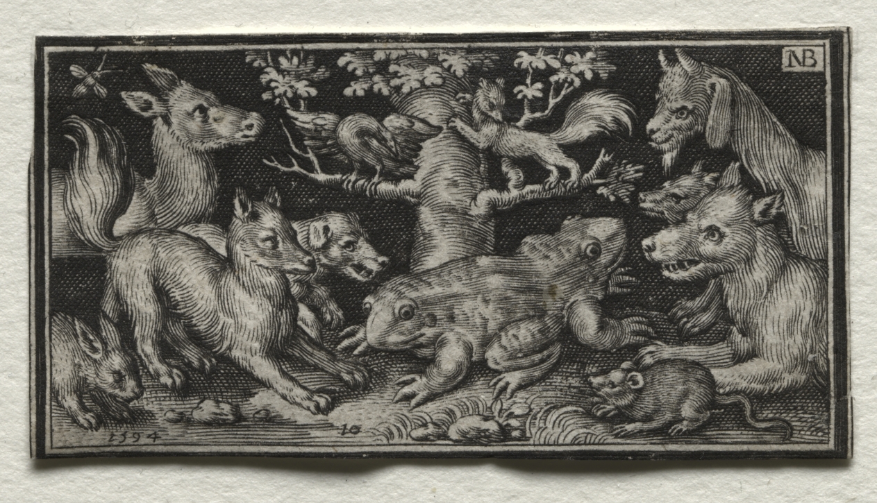 Two-headed Frog surrounded by Animals