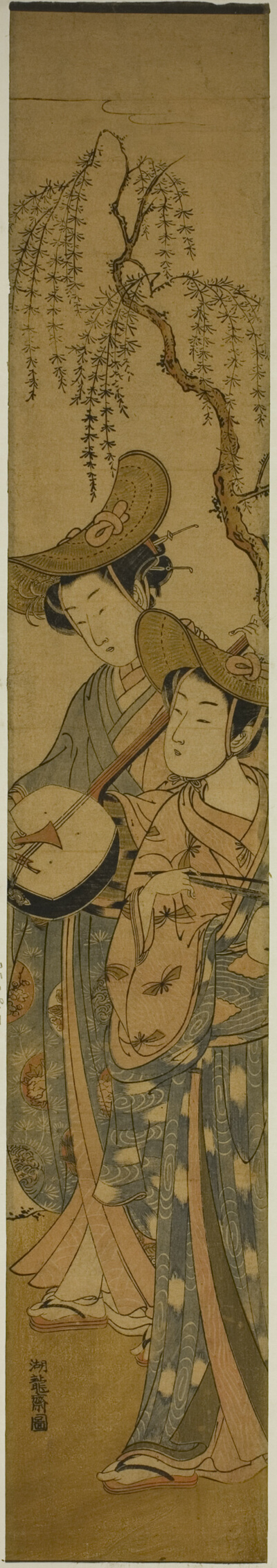 Two Itinerant Musicians under a Willow Tree