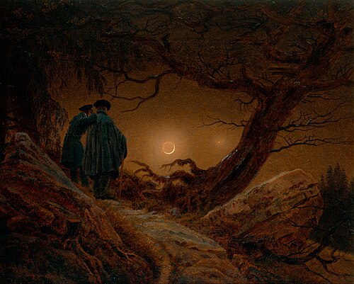 Two men contemplating the Moon