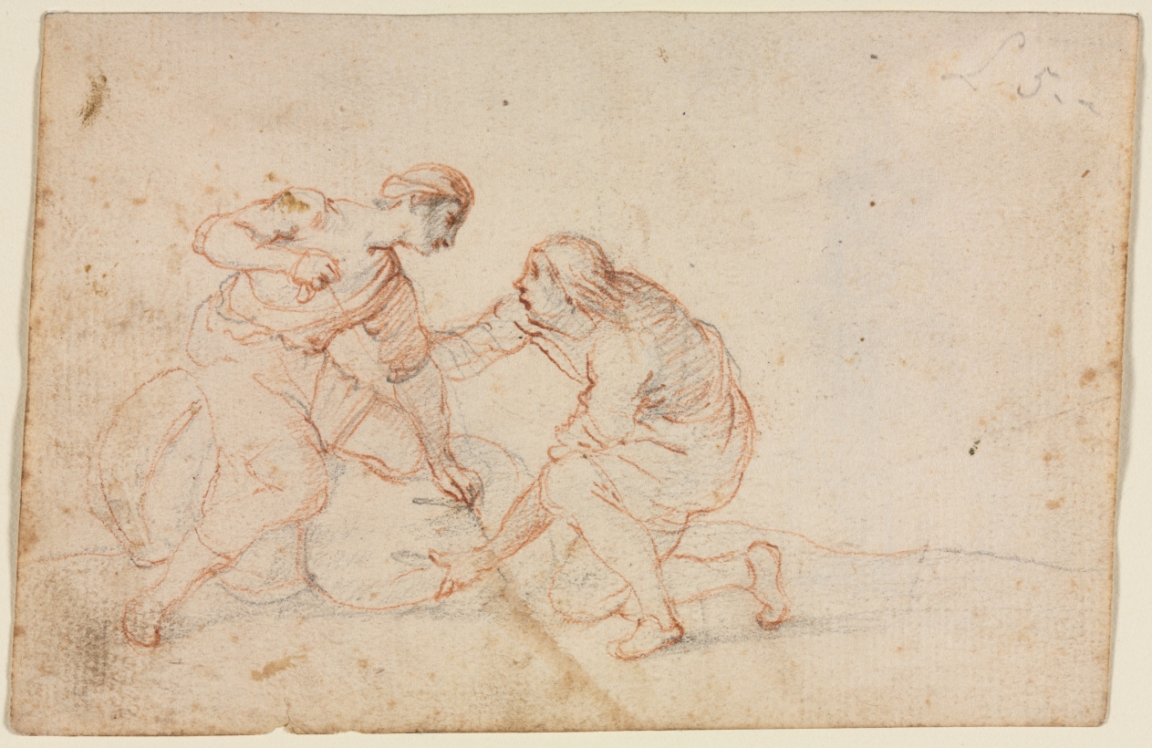 Two Men Tying a Bundle (recto)
