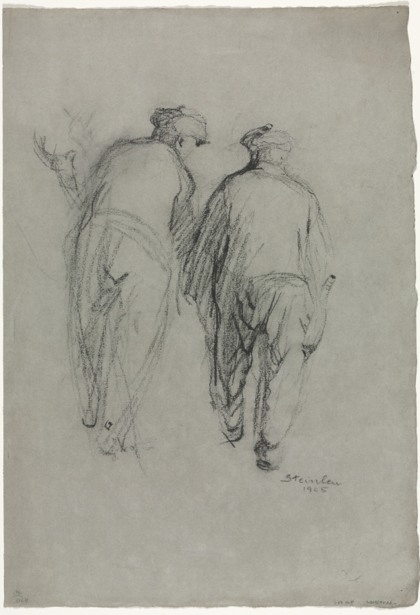 Two Men Working, Rear View