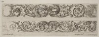 Two Ornamental Bands with Facing Heads of Lion and Eagle, and Two Rams