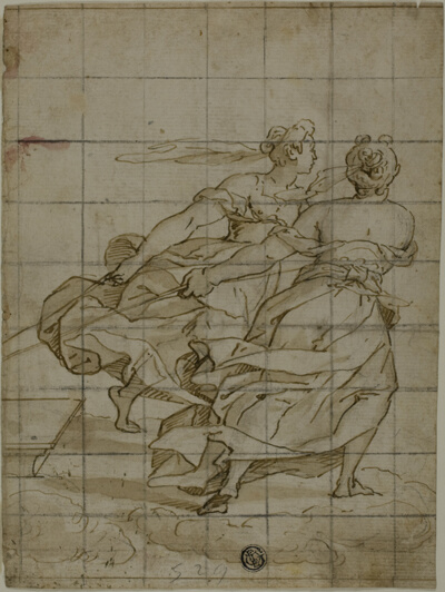 Two Women on Clouds, Pulling a Load