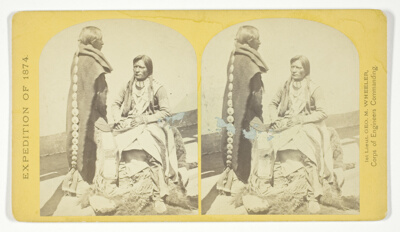Ute Braves, of the Kah-poh-teh band, Northern New Mexico, in "full dress", No. 40 from the series "Geographical Explorations and Surveys West of the 100th Meridian"