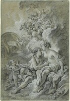 Venus appuyee sur son cher Adonis ...