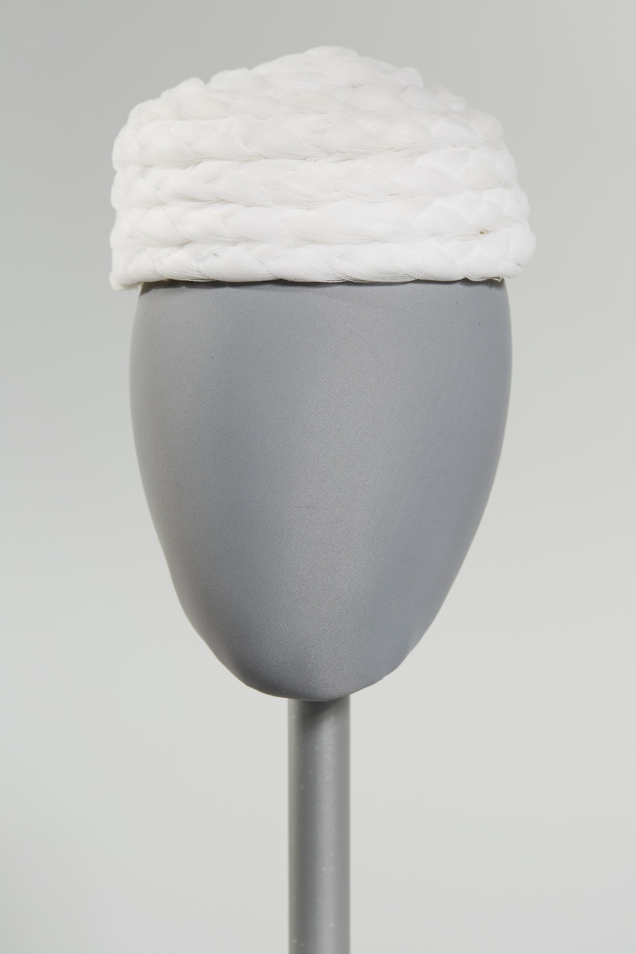 White braided pillbox hat