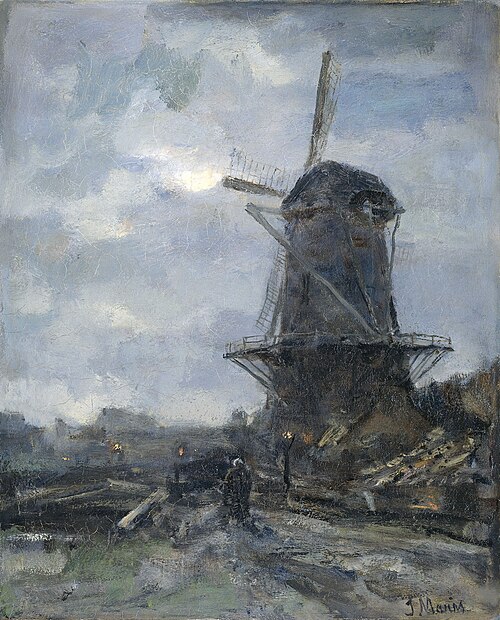 Windmill by moonlight