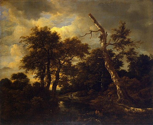 Winter landscape with dead tree