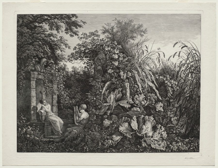 Youth Playing a Lyre to a Maiden by a Fountain